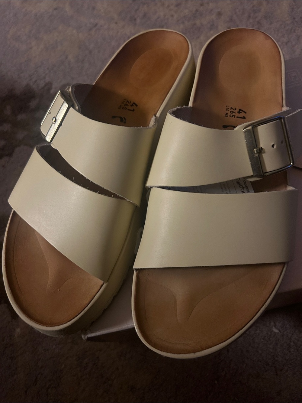 NWB Papillio by Birkenstock Almina Platform Sandals Size US10 /41 Ecru Cream - Picture 4 of 6